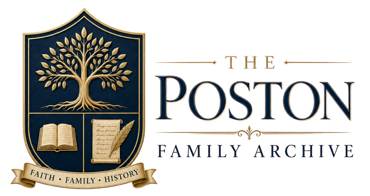 The Poston Family Archive crest and wordmark