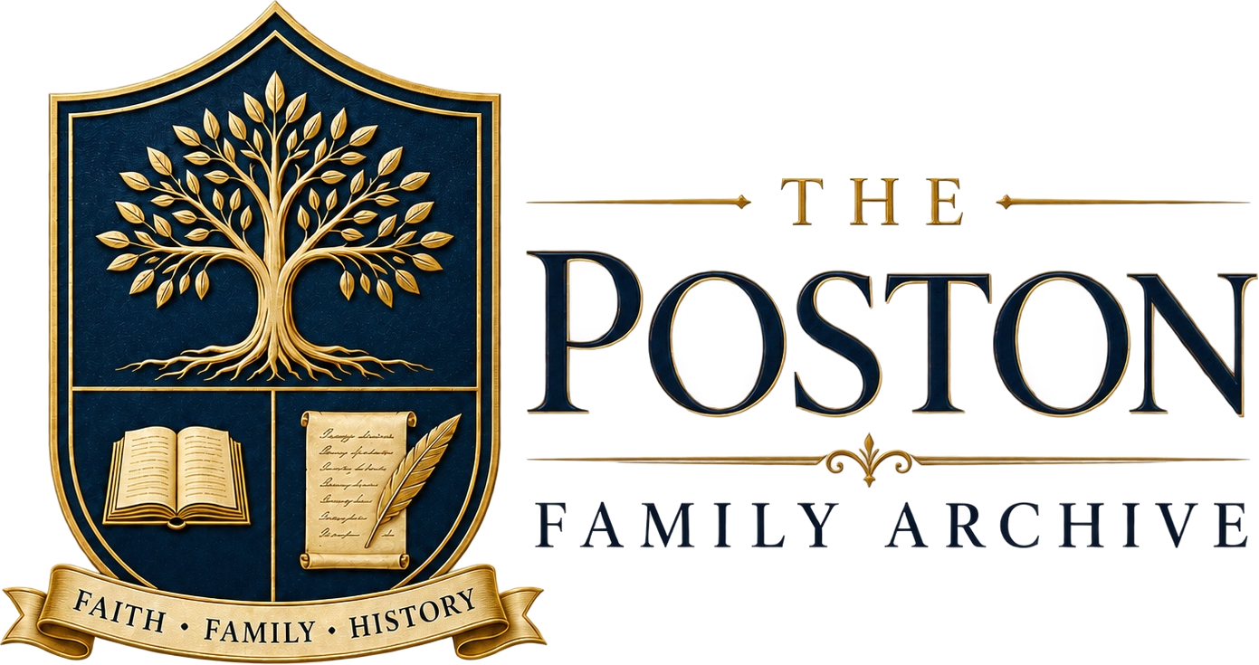 The Poston Family Archive crest and wordmark