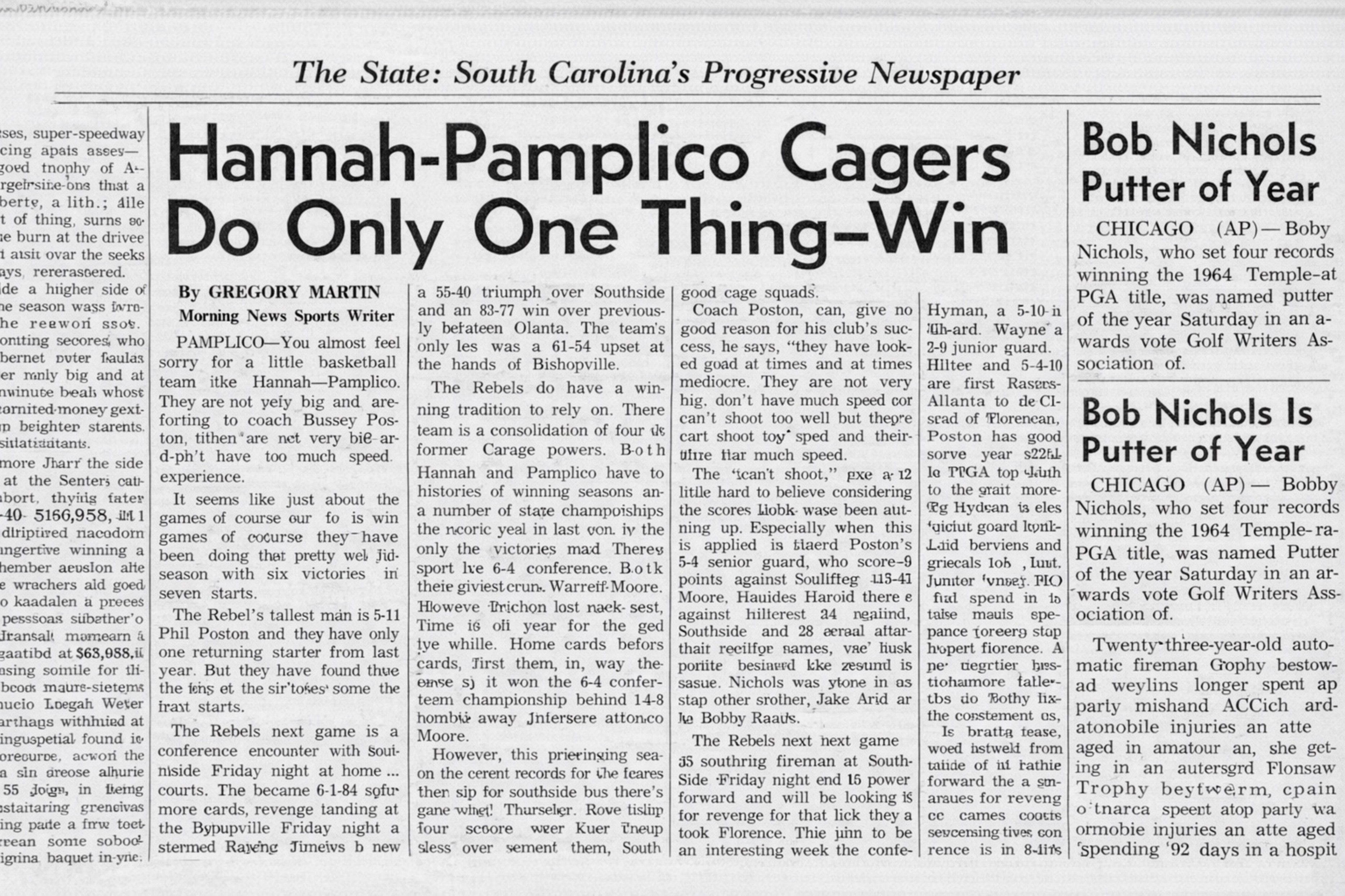 The State Newspaper Scan — Hannah-Pamplico Cagers — archival source preview