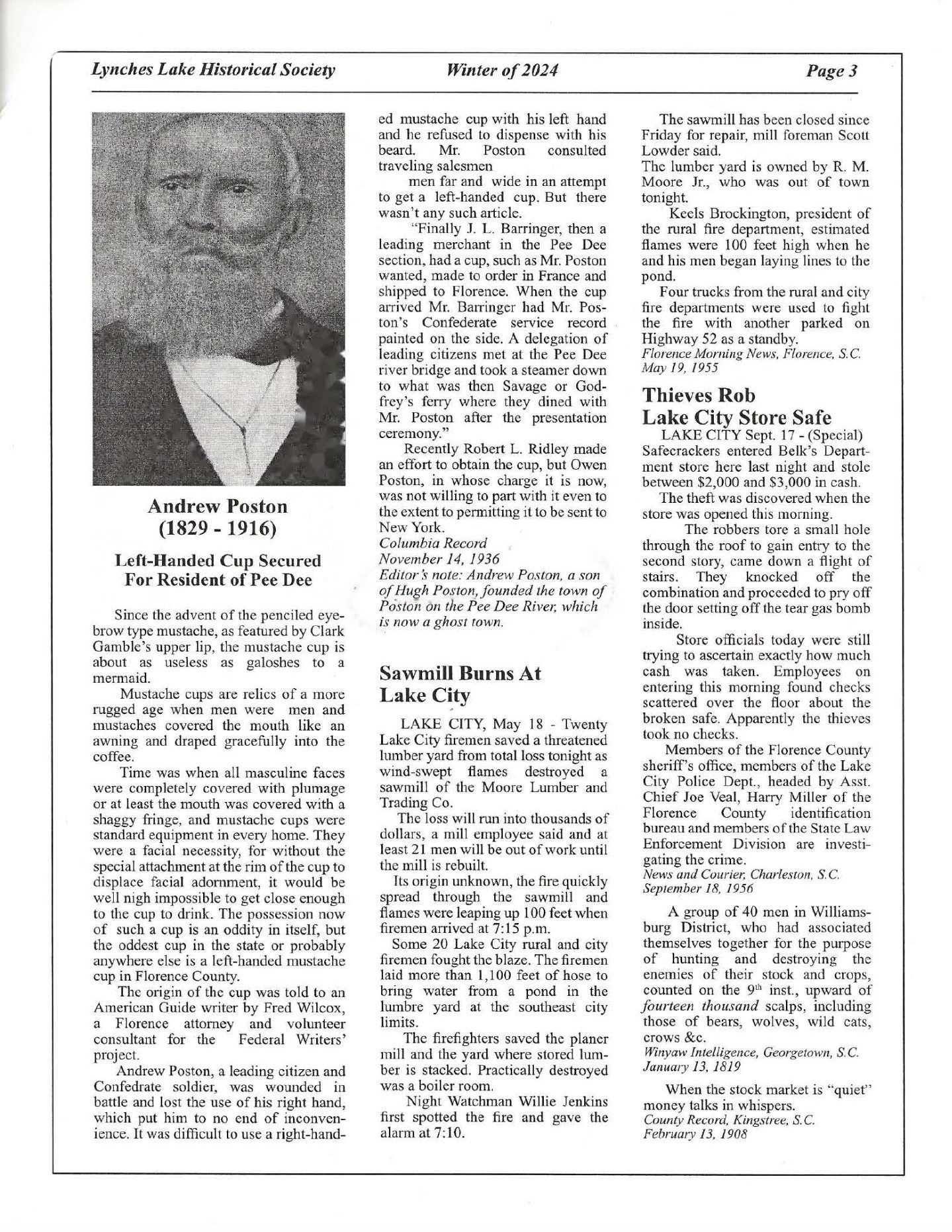 Lynches Lake Historical Society — Poston Material — archival source preview