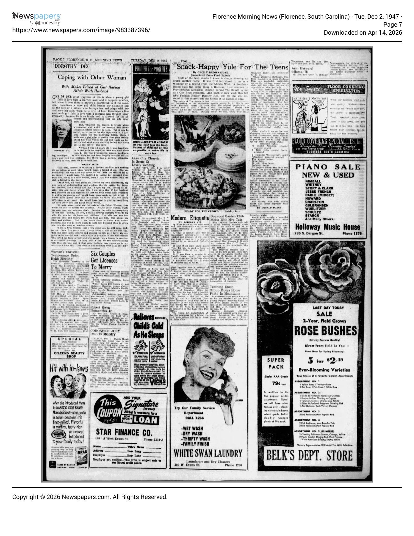 Florence Morning News December 2, 1947 7 — archival source preview