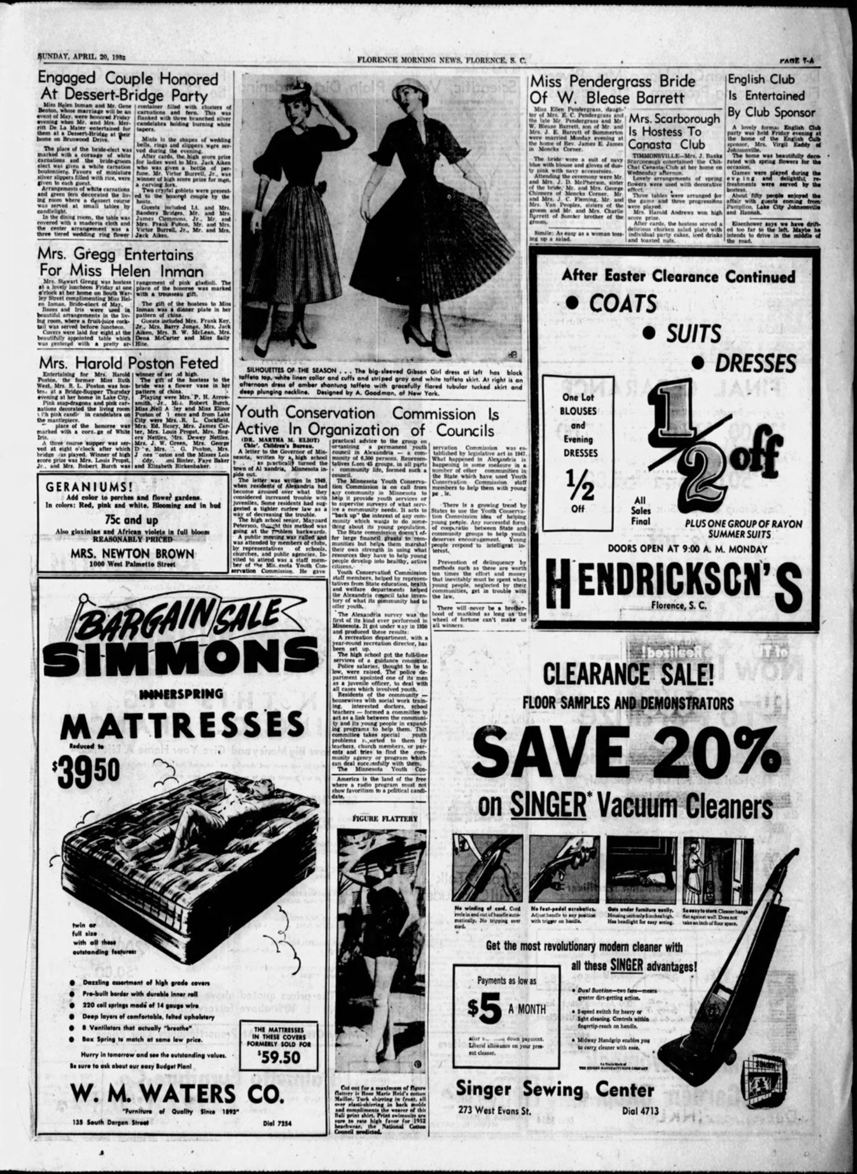 Florence Morning News April 20, 1952 7 — archival source preview