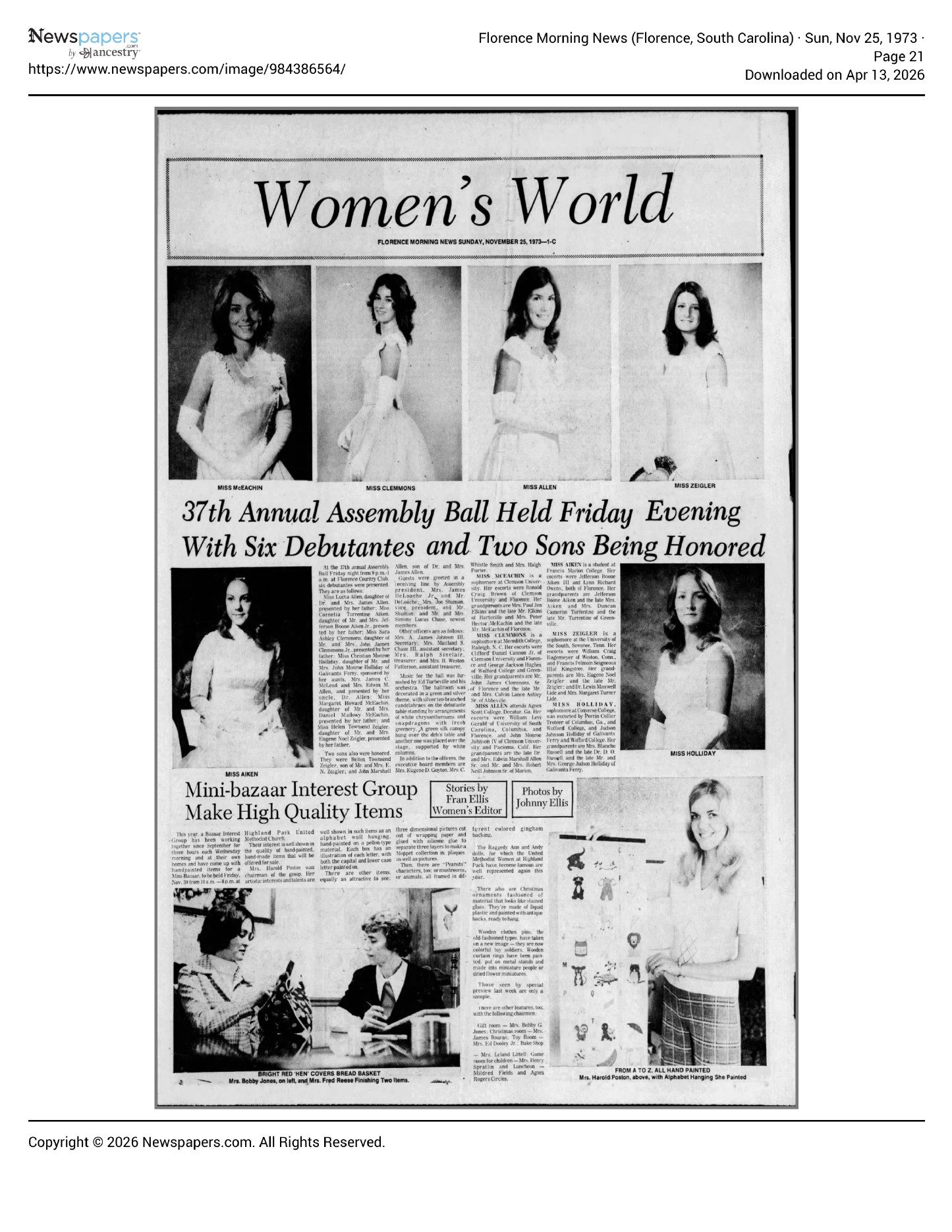 Florence Morning News November 25, 1973 21 — archival source preview